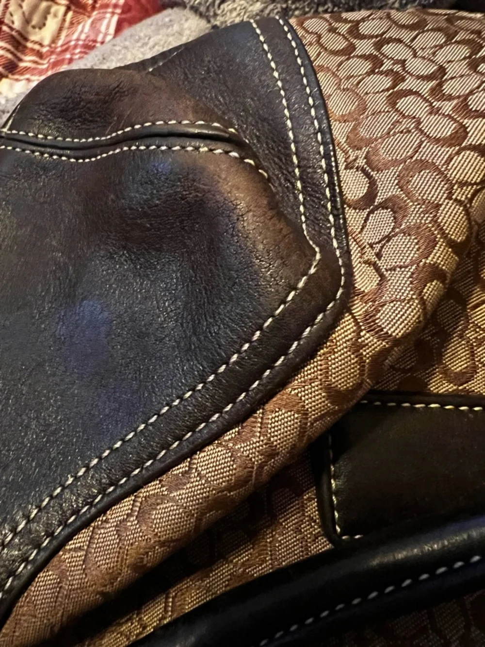 Coach Brown Logo Canvas and Dark Brown vintage soho signature flap satchel - Picture 9 of 9